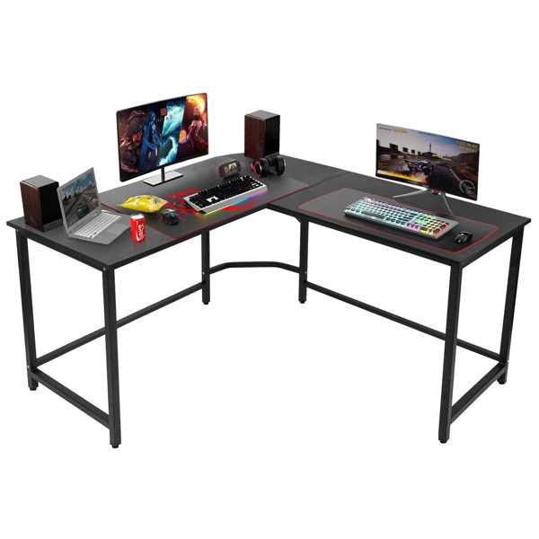 Inbox Zero L Shaped Desk Premium Corner Computer Desk Gaming Table
